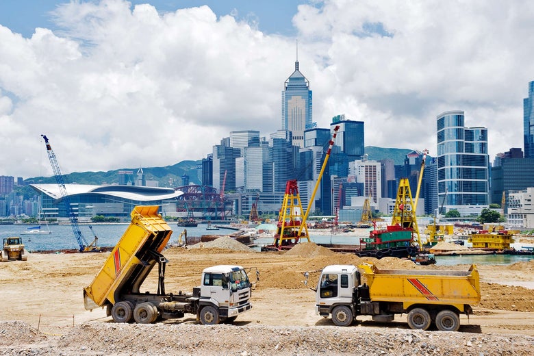 Major reclamation works in progress in Victoria Harbour